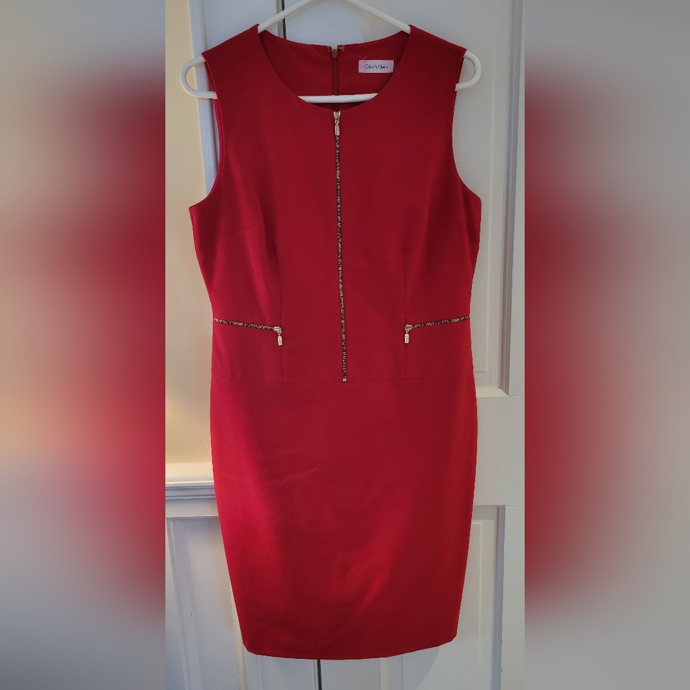 Red Calvin Klein Sleeveless Dress - Size 10